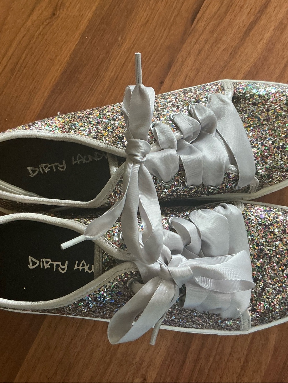 Dirty Laundry Multi-Color Glitter Sneakers with Satin Ribbon Laces
